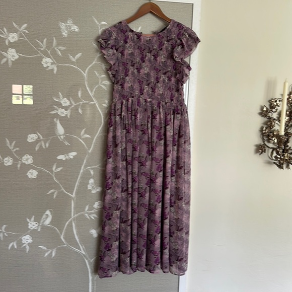 MIDI floral purple dress - Picture 1 of 3